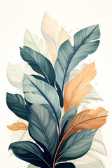 Tropical leaves background. Hand drawn illustration for design