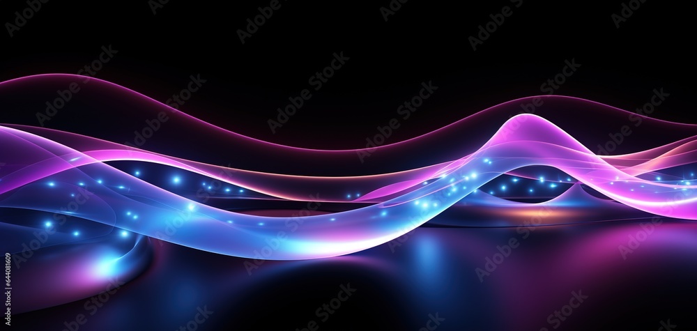 Poster sound waves oscillating with the glow of light, abstract technology background
