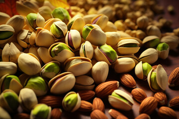 Obraz na płótnie Canvas Pistachiosand hazelnuts seeds