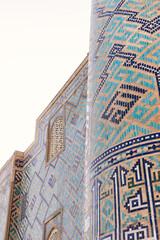 Details of glaze bricks in Registan, Samarkand, Uzbekistan