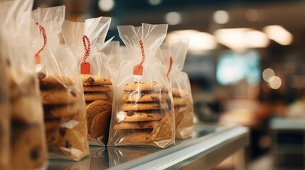 Obraz premium Bags of cookies in supermarket