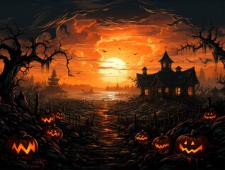halloween background with pumpkins