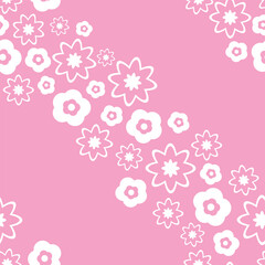 abstract, seamless pattern of pink daisies. trendy plaid, cute graphic in modern style. for print, advertising, wrapping paper, web, social media. vector art illustration. barbie style