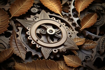 A system using leaves on gears to enhance performance and efficiency, with leaf lines. Generative AI