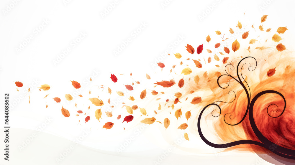 Poster an autumn swirl pattern is featured on a pristine white background.