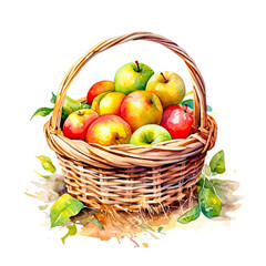 A Basket of Apples: A Watercolor Illustration