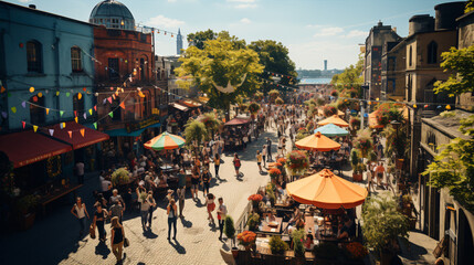 Captivating Aerial View of Bustling Market - Great for Local Business Promotions..