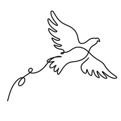 Continuous one line art vector bird illustration