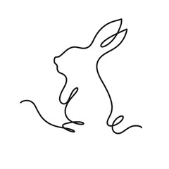 Continuous one line art vector rabbit illustration