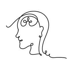 Continuous one line art vector mental health illustration