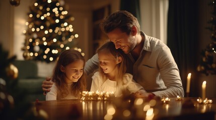 Obraz na płótnie Canvas couple celebrating christmas, family holidays