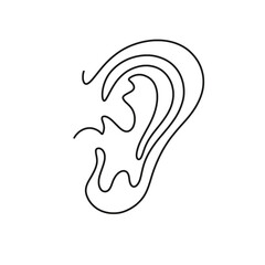 Continuous one line art vector ear illustration