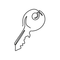 Continuous one line art vector key illustration