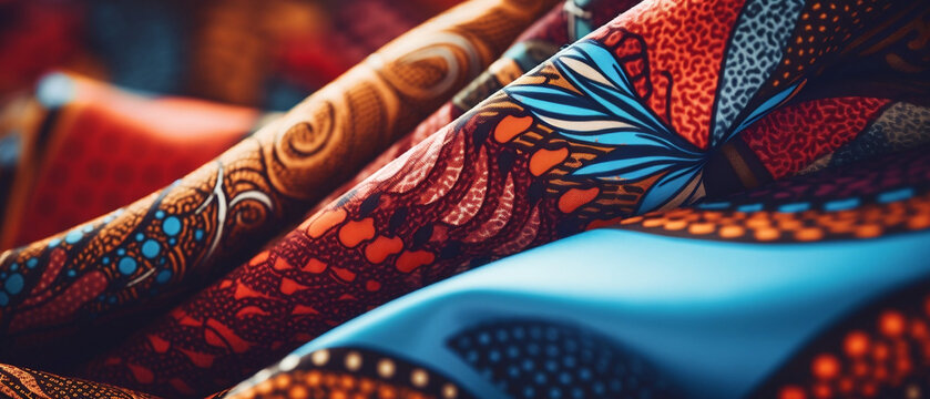 R&oacute;żne materiały wzorzyste, barwne. afrykańskie tkaniny. Chitenge, kitenge.