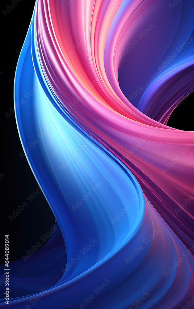 Poster curved colorful abstract background,created with generative ai tecnology.
