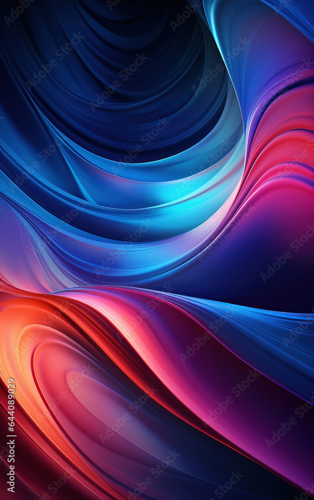 Poster curved colorful abstract background,created with generative ai tecnology.