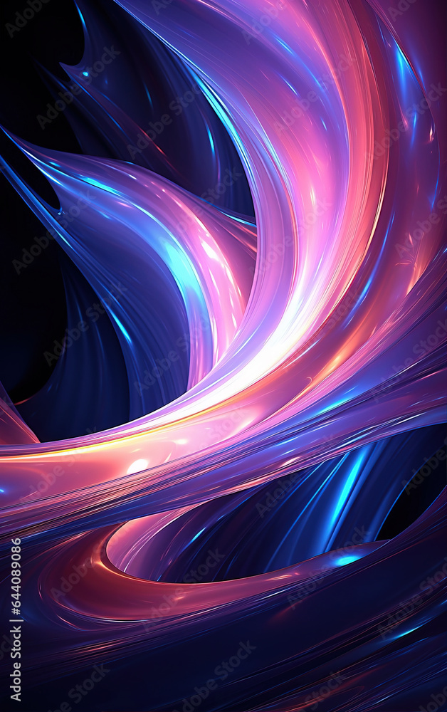 Poster curved colorful abstract background,created with generative ai tecnology.