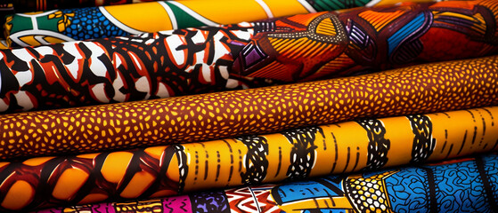 Afrykańskie wzorzyste materiały - bawełna, poliester. Chitenge, kitenge. - obrazy, fototapety, plakaty