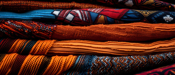 Kolorowe wzorzyste materiały na afrykańską sukienkę lub spodnicę - chitenge, kitenge.