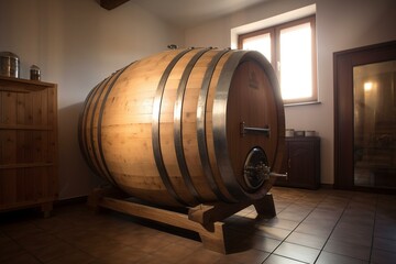 Barrel chamber for alcohol storage. Generative AI