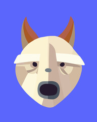 Vector isolated illustration of an animal mask. Dog head logo.