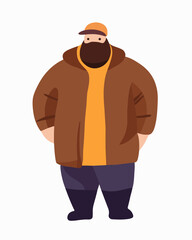 Vector isolated illustration of a fat person. An overweight man.