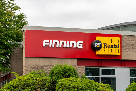 Finning Canada and The Cat Rental Store in Surrey, British Columbia, Canada - July 10, 2023. Finning is a Canadian industrial equipment dealer specializing in Caterpillar products.