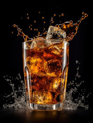 Splatted drinks and ice cubes,created with generative ai tecnology.