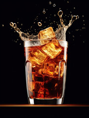 Splatted drinks and ice cubes,created with generative ai tecnology.