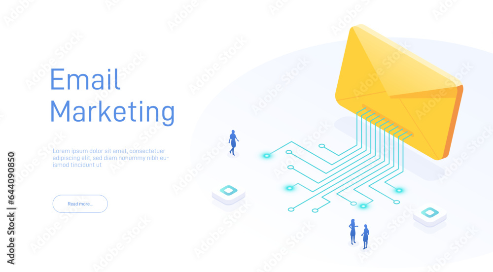 Poster isometric email services concept. data analysis, checking email. computer monitor 3d isometric desig