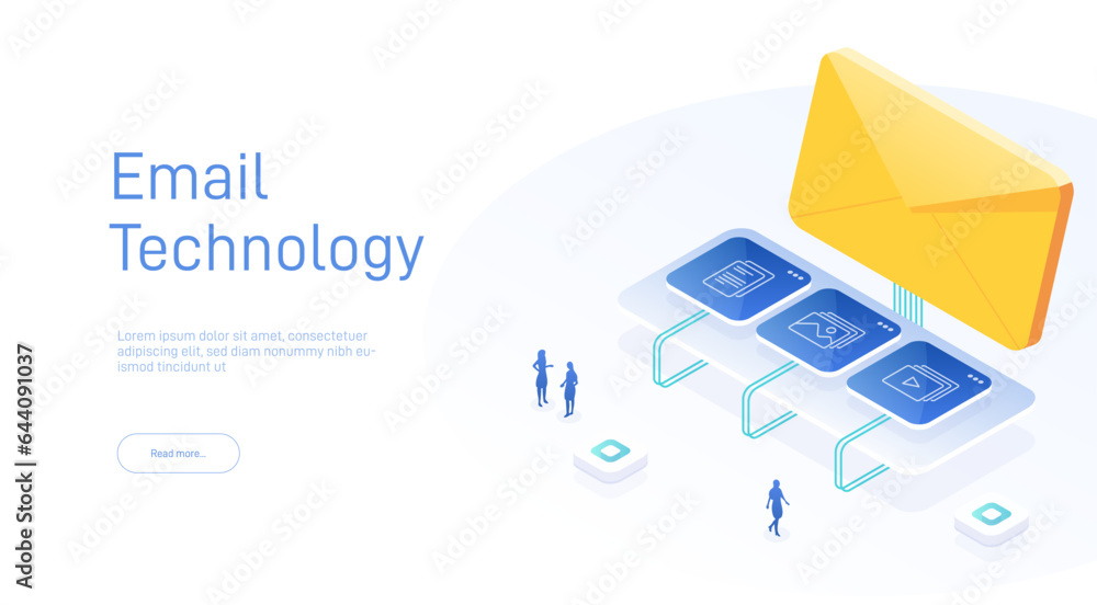 Aufkleber isometric email services concept. data analysis, checking email. computer monitor 3d isometric desig