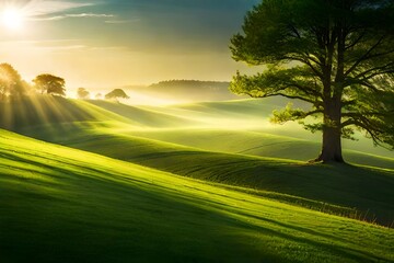 sunset over the field