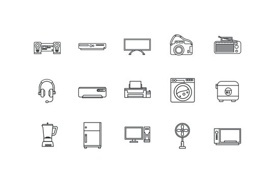 electronics set of icon in line design vector