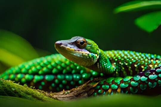 green snake on a branch