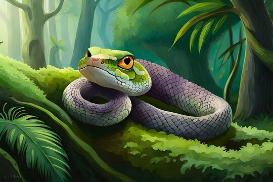 green snake in the tree