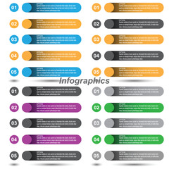 Collection infographics with steps and options, banner  for  business design and website template.