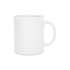 a white ceramic mug mockup isolated on a whit background