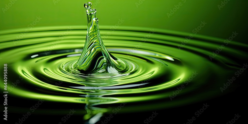 Poster nature elegance. macro view of single raindrop in motion. liquid harmony. serene waves and circles i