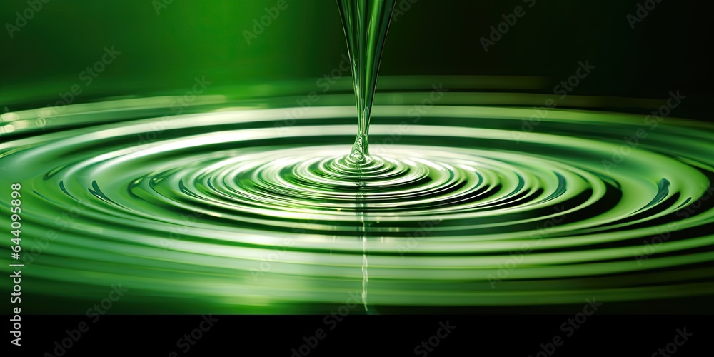 Poster nature elegance. macro view of single raindrop in motion. liquid harmony. serene waves and circles i