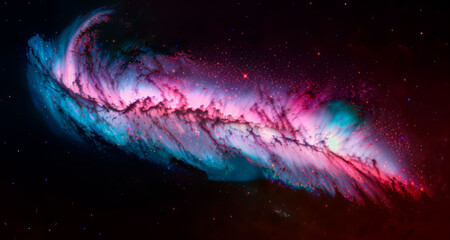 Fototapeta premium Generative AI. Space wallpaper and background. Universe with stars, constellations, galaxies, nebulae and gas and dust clouds