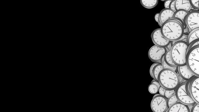 Falling Clocks Transition Animation, Technology Background, Loop, with Alpha Channel
