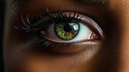 Close-up of a model's eyes, capturing the depth and stories of African heritage
