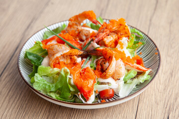 Shrimp, Ebiko and crab stick salad with yogurt dressing