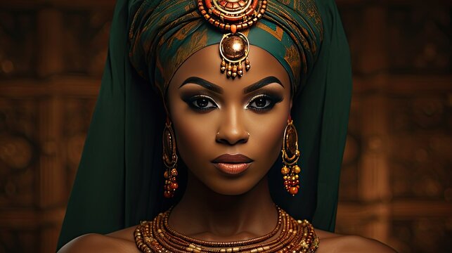 Close-up Of A Model Adorned With Traditional African Jewelry, Capturing Intricate Details And Craftsmanship