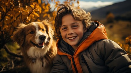Boy and his dog are enjoying a routine road vacation..