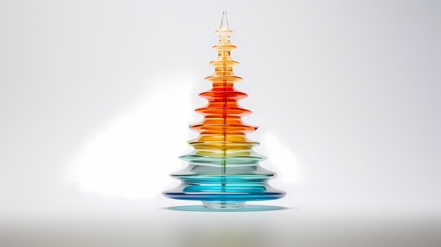 a Christmas tree on a pastel multi-colored background without decorations, complete minimalism, hints at the upcoming holidays
