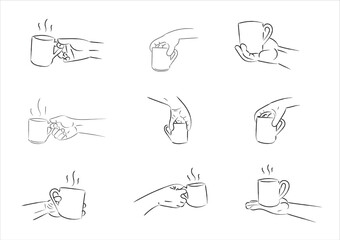 Isolated hand hold a cup of coffee