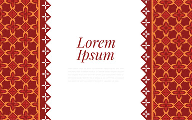 The orange pattern on the abstract background is a geometric mosaic in a colorful ornament style.