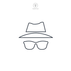 Hat and Glasses, Incognito icon symbol vector illustration isolated on white background