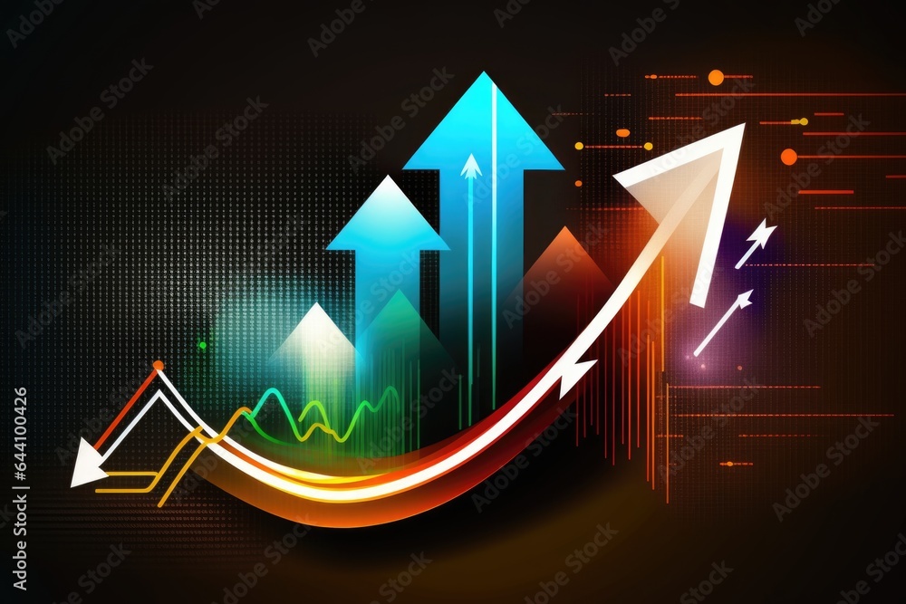 Poster highly rendering of arrow chart in digital technology style